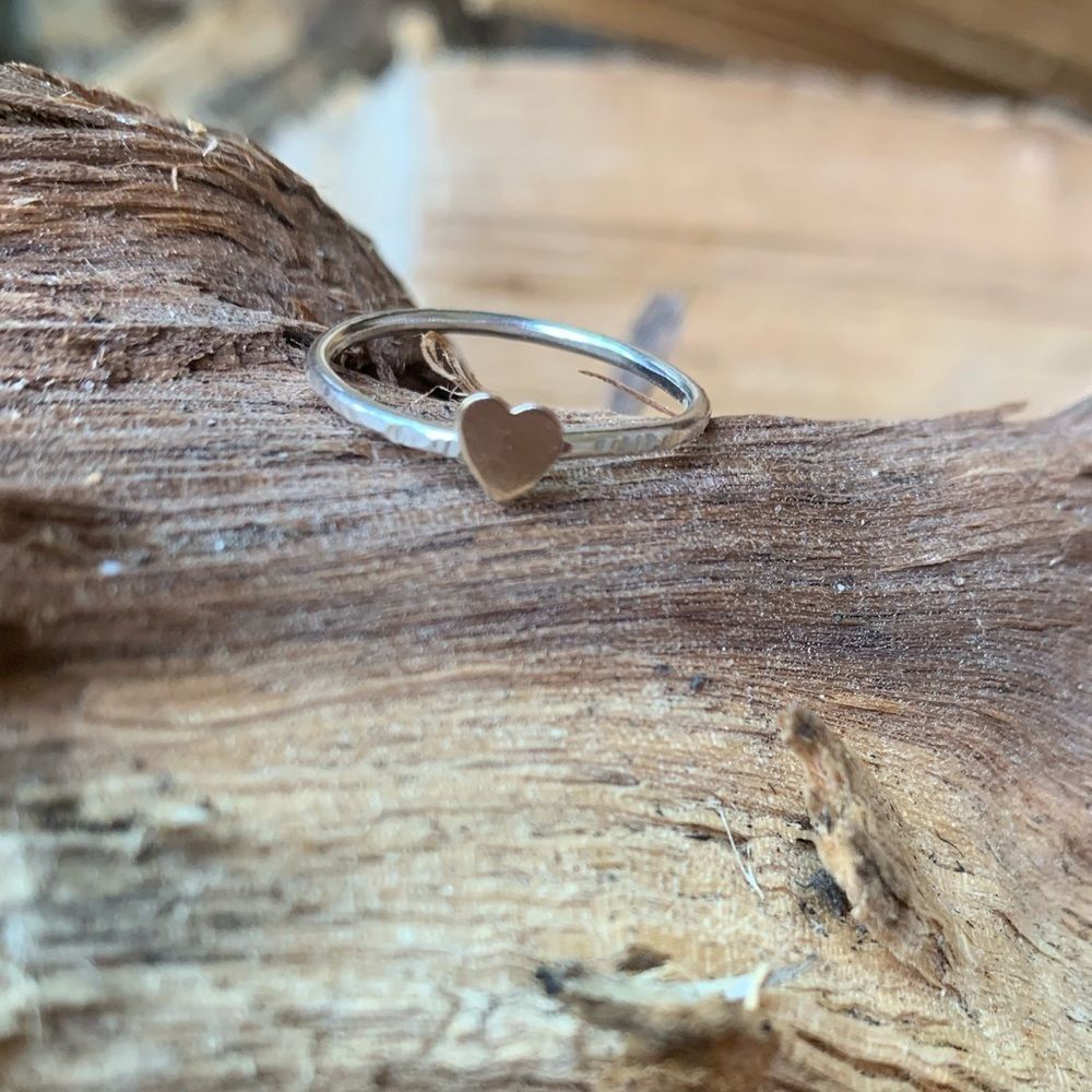 Silver and Gold Dainty Heart Ring